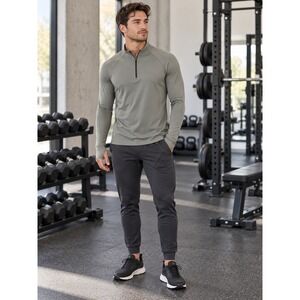 YPB Your Personal Best Mens Quarter Zip Pullover Sage Green Active Top Medium